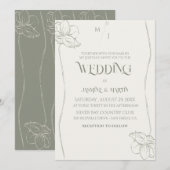 エレガントなsage greenの結婚式招待状 招待状 (正面/裏面)