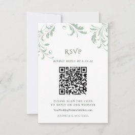 エレガントなsage greenの結婚式QRコード返信オンライン 出欠カード