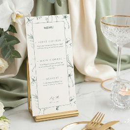 エレガントなsage greenの花のラインアートの結婚式 メニュー