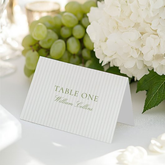 エレガントなsage greenベージュの結婚式プレイスカード 招待状