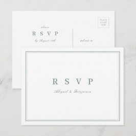 エレガントなsage greenミニマリスト 結婚式RSVP インビテーションポストカード