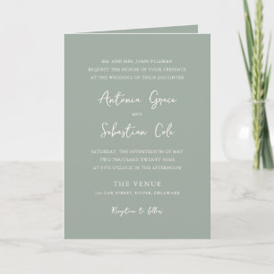 エレガントなsage green QRコード モダンな結婚式 招待状