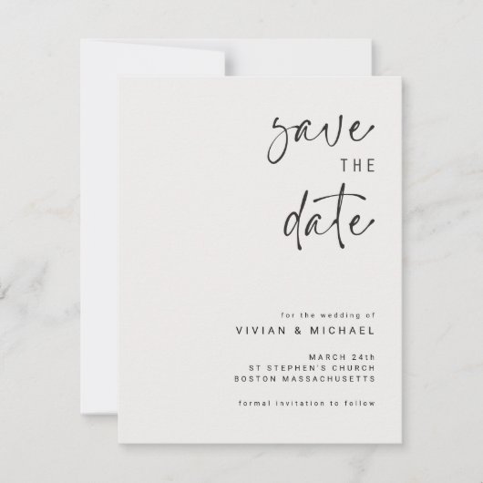 エレガントなSave the Dateのお知らせテンプレート (正面)