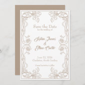 エレガントなSave the Dateカード - サンドローズのフィリグリー 招待状 (正面/裏面)