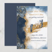 エレガントなSave The Dateカード | ハムザ アンド リタ 招待状 (正面/裏面)