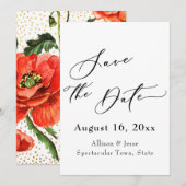 エレガントなSave the Dateカード　ポピーのゴールドコンフェッティ セーブザデート (正面/裏面)