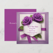 エレガントなSave the Date：パープルローズアフェア セーブザデート (正面/裏面)