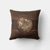 エレガントなsteampunkは金ゴールドの茶色を連動させます クッション (裏面)