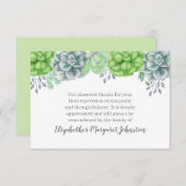 エレガントなSucculentsの葬式は死別感謝していしています サンキューカード (正面/裏面)