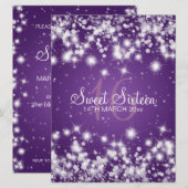 エレガントなSweet sixteenのパーティーの冬の輝きの紫色 招待状 (正面/裏面)