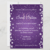 エレガントなSweet sixteenのパーティーの冬の輝きの紫色 招待状 (裏面)