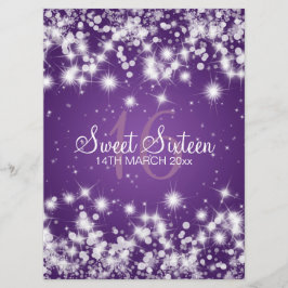 エレガントなSweet sixteenのパーティーの冬の輝きの紫色 招待状