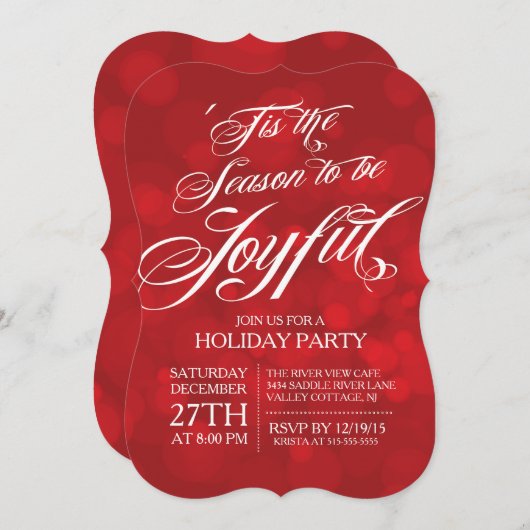 エレガントなTis季節の嬉しい休日のパーティ 招待状 (正面/裏面)