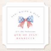 エレガントなUSAボウタイ - 7月4日BBQ ペーパーコースター (正面)