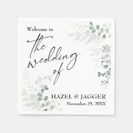 ～エレガントにようこそ結婚の緑 スタンダードカクテルナプキン