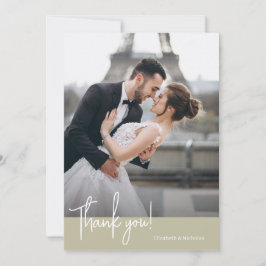 エレガントにシックなセージ結婚グリーン サンキューカード