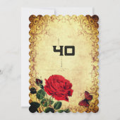 エレガントにレトロな赤いバラのガラスの招待状 招待状 (裏面)