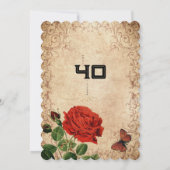 エレガントにレトロな赤いバラのビンテージ 招待状 (裏面)