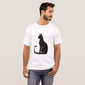 エレガントに座る黒猫のシルエット Tシャツ (正面フル)