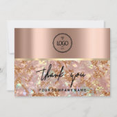 エレガントに感謝を表現: ローズゴールド大理石 招待状 (正面)