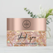 エレガントに感謝を表現: ローズゴールド大理石 招待状 (スタンド正面)