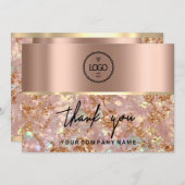 エレガントに感謝を表現: ローズゴールド大理石 招待状 (正面/裏面)