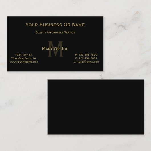 エレガントに洗練されたブラック金ゴールドで発言 名刺 (正面/裏面)