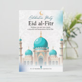 エレガントに祝おう：白と緑のミニマルデザイン シーズンカード (スタンド正面)