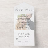 エレガントに私たちと一緒に祝おう ウェディング レセプション フォト オールインワン招待状 (内側)