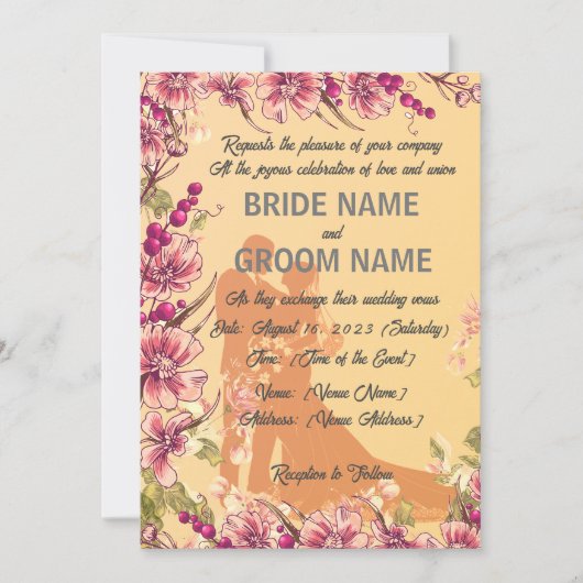 「エレガントに魅惑されたヴィンテージインスパイアの結婚声 招待状 (正面)