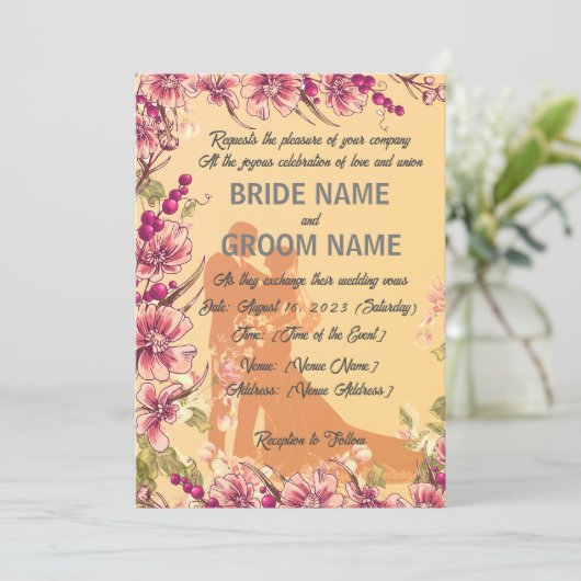 「エレガントに魅惑されたヴィンテージインスパイアの結婚声 招待状 (スタンド正面)