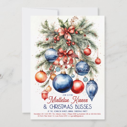 エレガントのミステレぶら下がったトーオーナメントクリスマスパーティー 招待状 (正面)