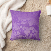 、エレガントのヴィンテージ、花柄、美しいダマスク織紫色 クッション (ブランケット)