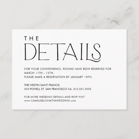 エレガントの結婚ミニマル詳細・エンクロージャ・カード エンクロージャーカード (正面)