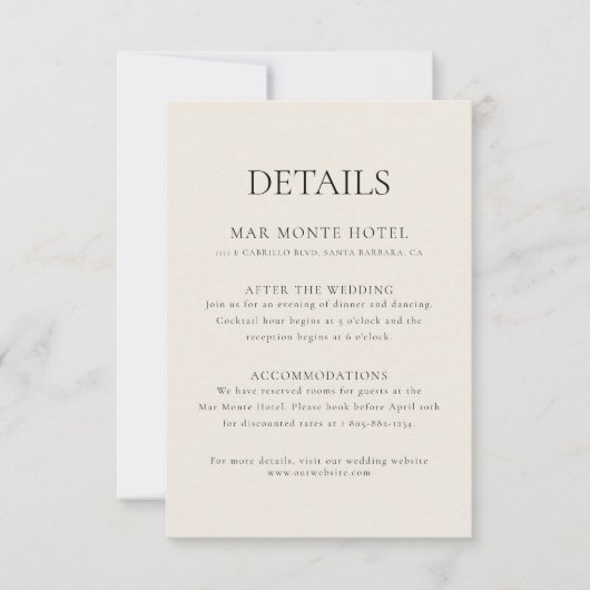 エレガントの結婚ミニマル詳細・エンクロージャ・カード 招待状 (正面)