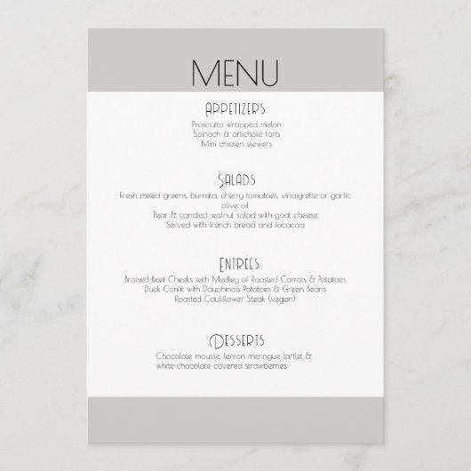 エレガントの結婚モダンクラシック・スクリプト・メニュー・カード メニュー (正面)