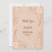 エレガントの花葉とオーナメント結婚の サンキューカード (正面)