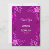 エレガントの花葉とオーナメント結婚の サンキューカード (正面)