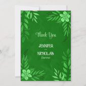 エレガントの花葉とオーナメント結婚の サンキューカード (正面)