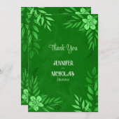 エレガントの花葉とオーナメント結婚の サンキューカード (正面/裏面)