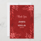 エレガントの花葉とオーナメント結婚の サンキューカード (正面)