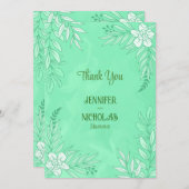 エレガントの花葉とオーナメント結婚の サンキューカード (正面/裏面)