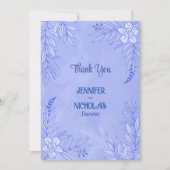 エレガントの花葉とオーナメント結婚の サンキューカード (正面)