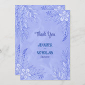 エレガントの花葉とオーナメント結婚の サンキューカード (正面/裏面)