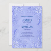 エレガントの花葉とオーナメント結婚の 招待状 (正面)