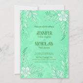 エレガントの花葉とオーナメント結婚の 招待状 (正面)