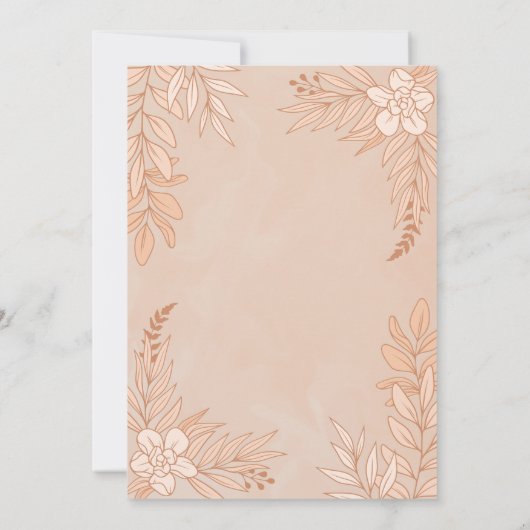 エレガントの花葉とオーナメント結婚の 招待状 (裏面)