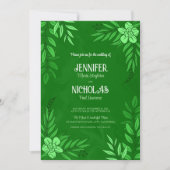 エレガントの花葉とオーナメント結婚の 招待状 (正面)