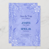 エレガントの花葉とオーナメント結婚の 招待状 (正面/裏面)