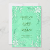 エレガントの花葉とオーナメント結婚の 招待状 (正面)